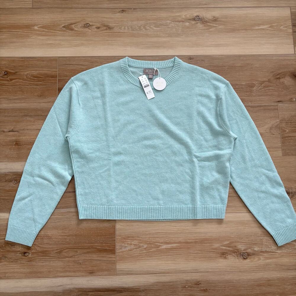 J. Crew Perfect Cashmere Crewneck Sweater Heather Aqua M